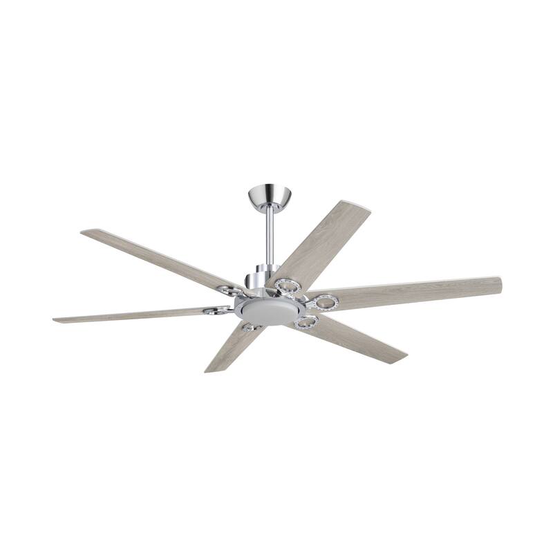 MLiAN 64 in. 6 Playwood Blade Dc Motor Indoor Downrod Gray Standard Ceiling Fan with Remote Integrated LED - 64''
