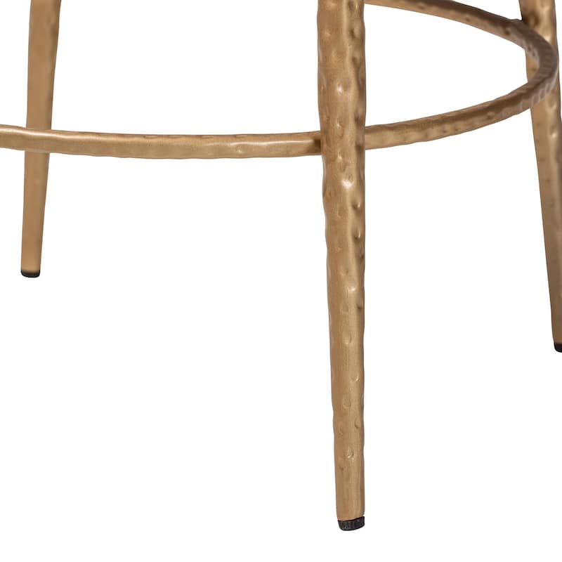 Jessa Counter Stool - Modern Rustic Backless Stool with Hand-Forged Metal Frame and Integrated Footrest
