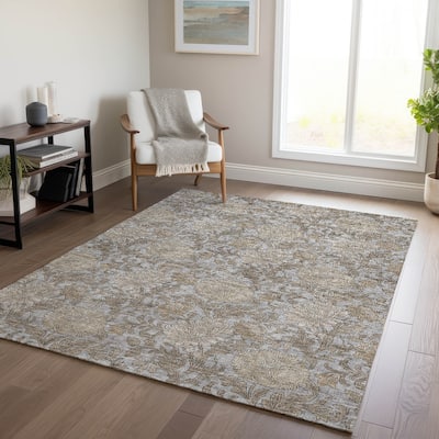 Machine Washable Indoor/ Outdoor Chantille Floral Rug