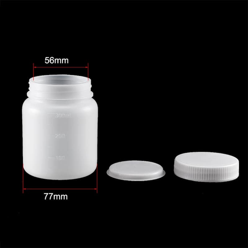 Plastic Lab Reagent Bottle 300ml Sample Sealing Storage Container 2pcs - Translucent