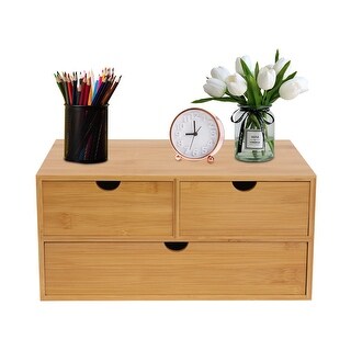 Bamboo Desk Organizer with 3 Drawers - Wood Color - Bed Bath & Beyond ...