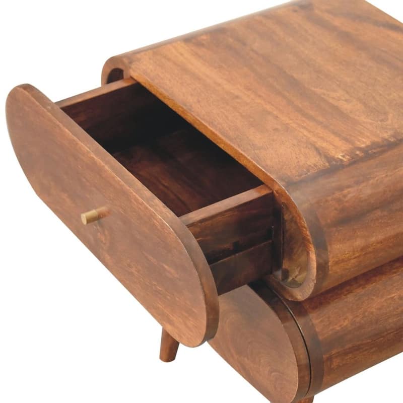 Artisan Furniture Solid Wood Bubble Chestnut Bedside, Brown with Two Drawers