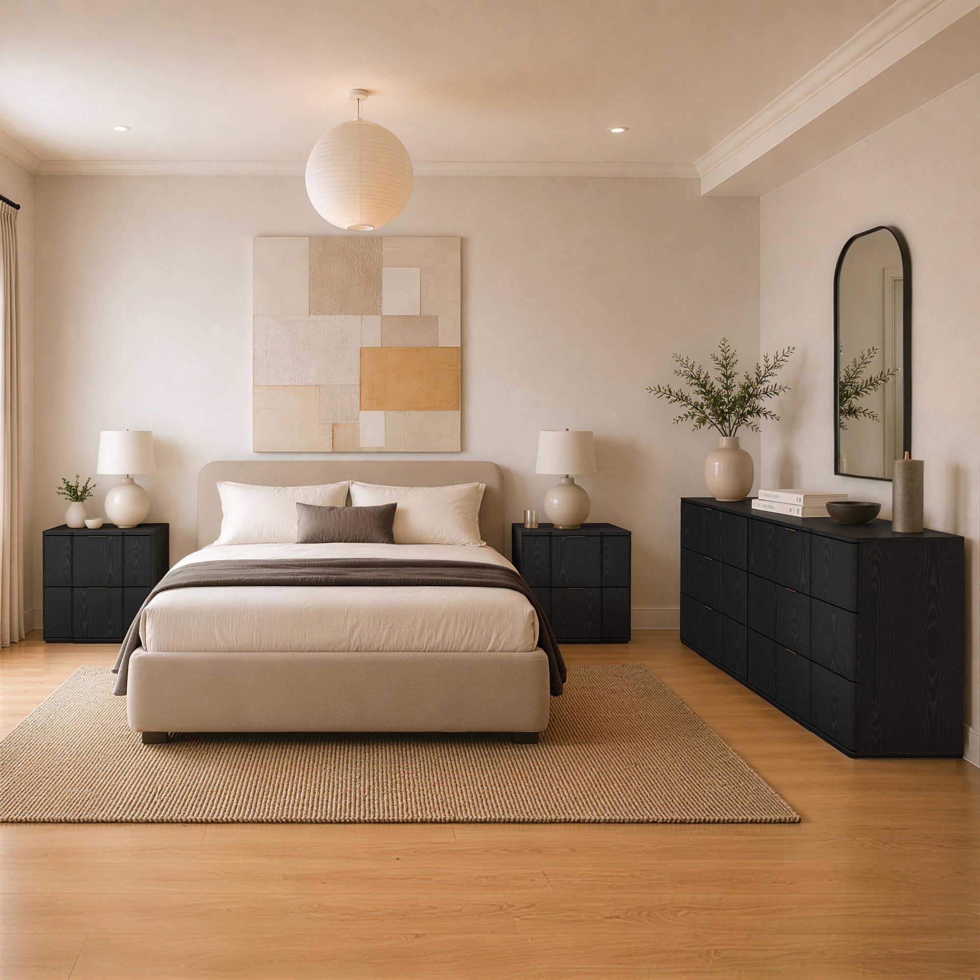 Clive Mid-Century Modern 3-Piece Dresser and Nightstand