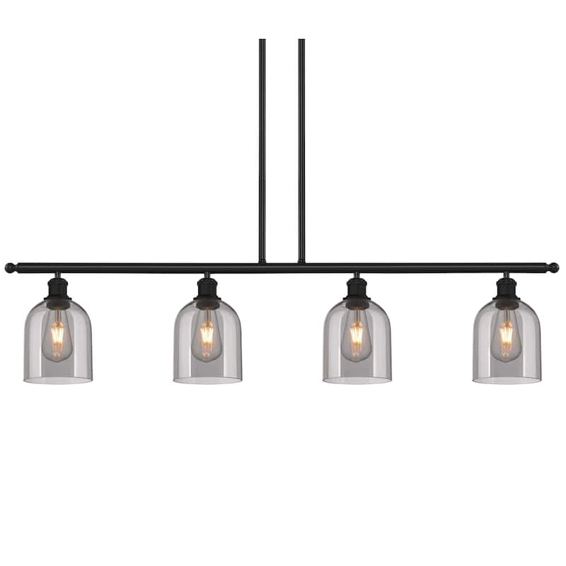Innovations Lighting 516-4I-10-48 Bella Pendant Bella 4 Light 48" Wide - Matte Black / Light Smoke