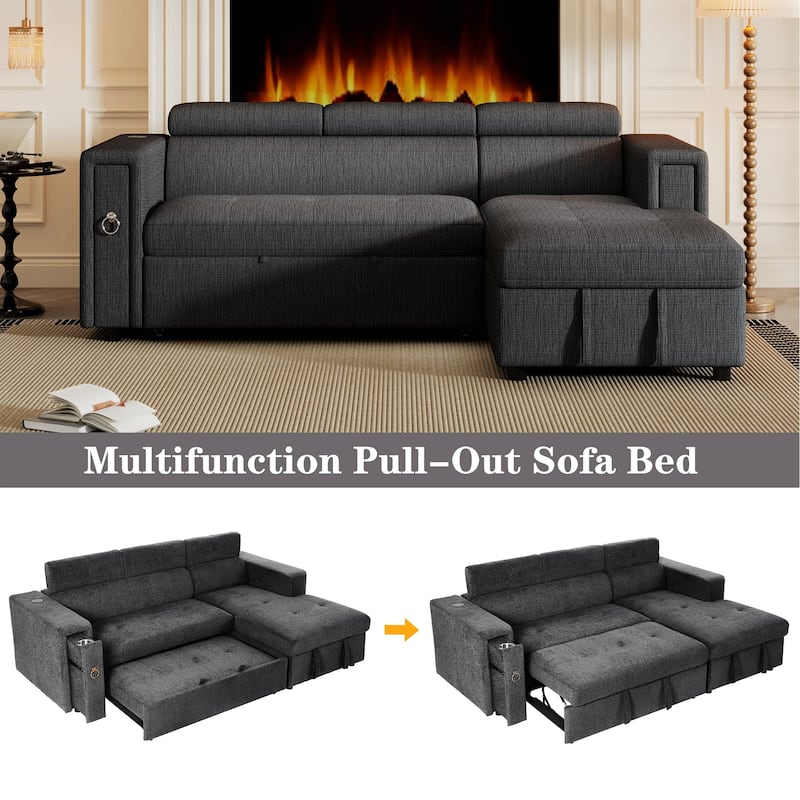 96" Multi-Functional Pull-Out Sofa Bed