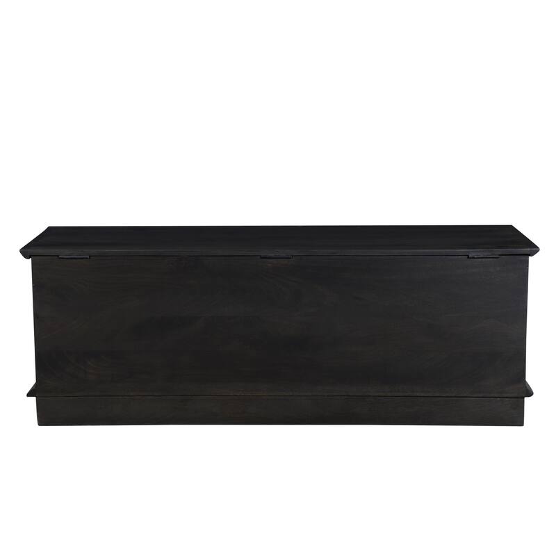 Carved Storage Ottoman with Solid Wood Frame