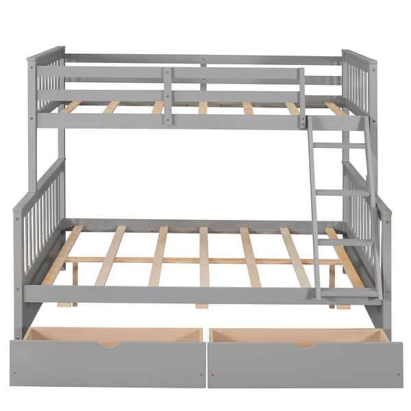 TwinOverFull Bunk Bed with Ladders and Two Storage Drawers Bed Bath