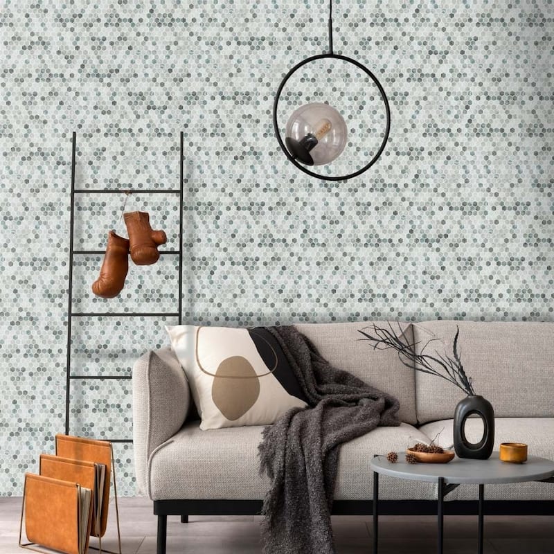 Eterna Hex 1x1 Glass Hexagon Mosaic Tile - Floor, Wall & Backsplash - 1 Sheet (0.95 Sq. ft.) - Shabby Green
