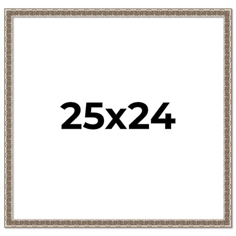25x24 Frame Silver Versailles Ornate Solid Wood Picture Frame | 1 Inch