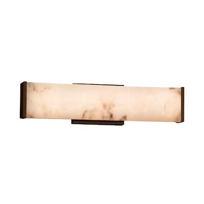 Justice Design LumenAria Latitude 19-inch Dark Bronze LED Wall/ Bath Bar, Faux Alabaster Shade
