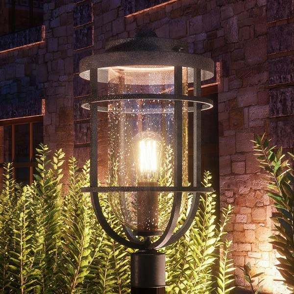 Luxury Nautical Outdoor Post Light 19.25 H x 10 W with Industrial Style Cage Design Black Sand Finish Bed Bath Beyond 19477923