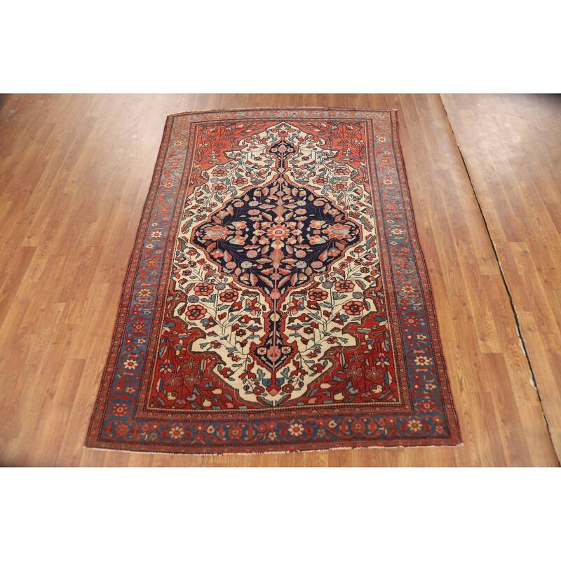 Pre-1900 Antique Sarouk Farahan Persian Rug Hand-Knotted Wool Carpet - 4'3" x 6'2"