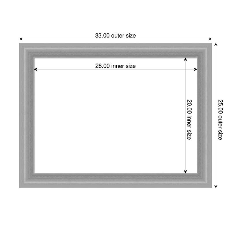 Amanti Art Peak Polished Nickel Narrow Framed Dry Erase Magnetic Board - 33 x 25 in