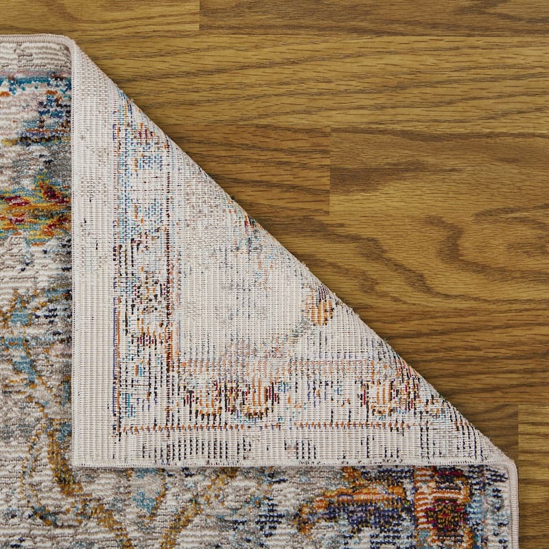 Sevita Lotus Floral Garden Gray Multicolor Oriental Rug