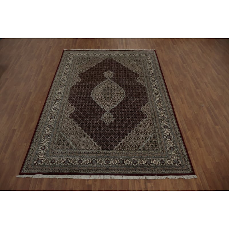 Hand Knotted Oriental 100% Wool Carpet Traditional Floral Red Tabriz-Mahi Area Rug - 11' 10'' X 8' 2''