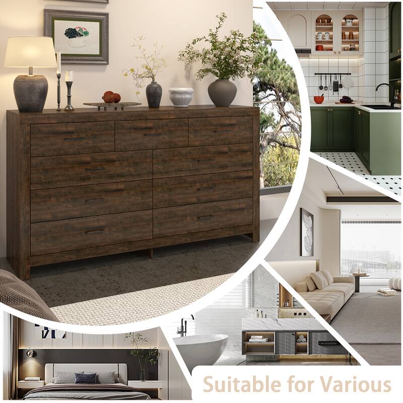Elegant Wood - grain Nine - drawer Dresser: Spacious Storage, Modern Design & Quality Details