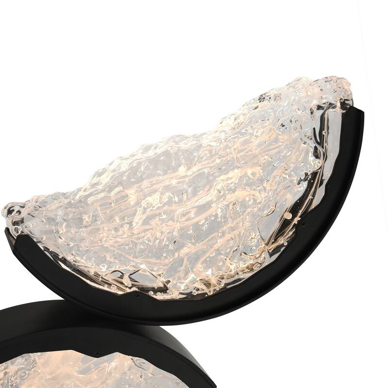 Moon Integrated LED 8in Black Wall Light with Handcrafted Glass
