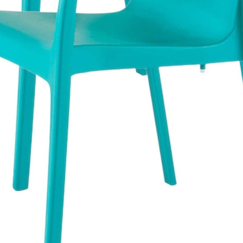 HomeRoots Set of Two Turquoise Heavy Duty Plastic Outdoor Stacking Dining Chairs