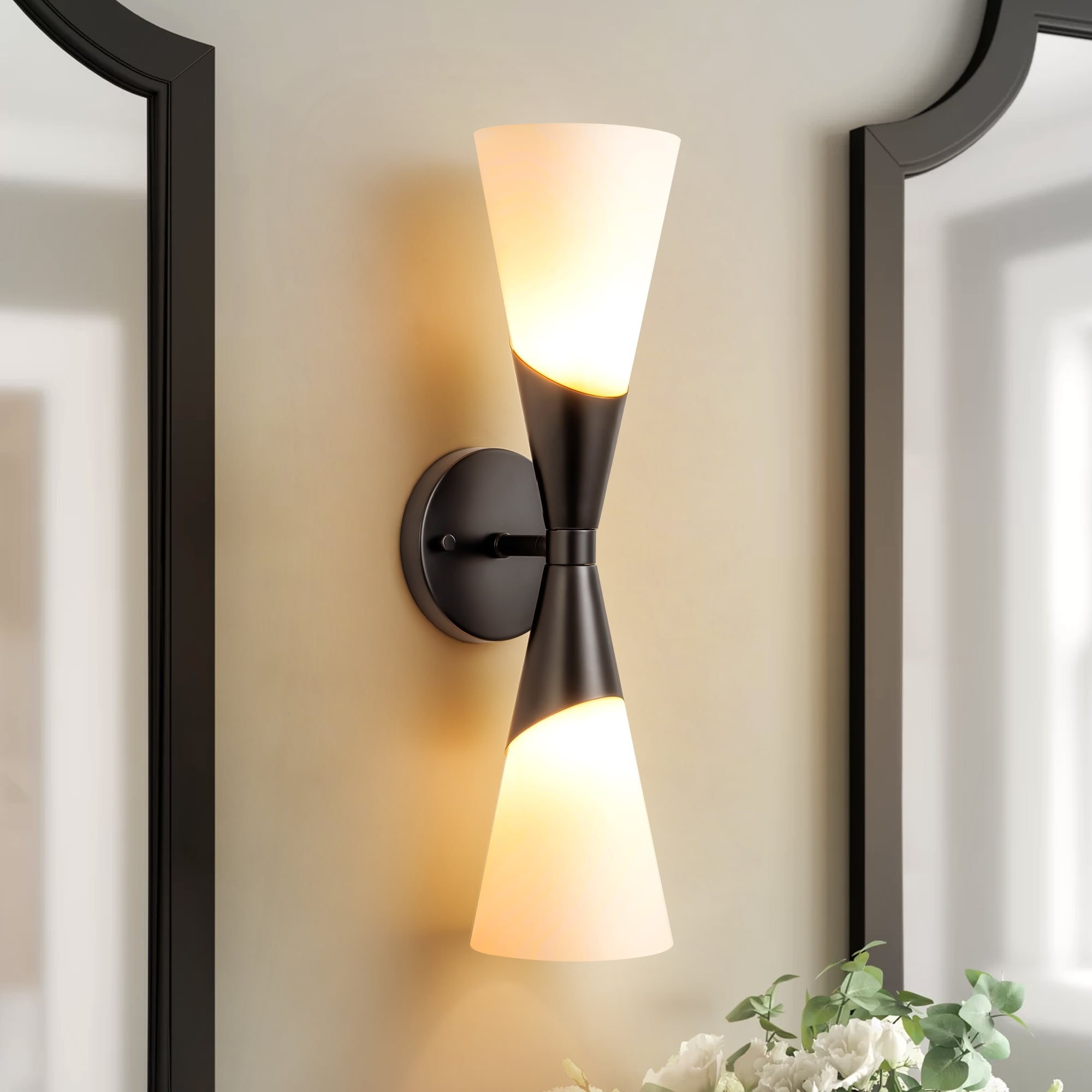 Double light wall outlet sconce