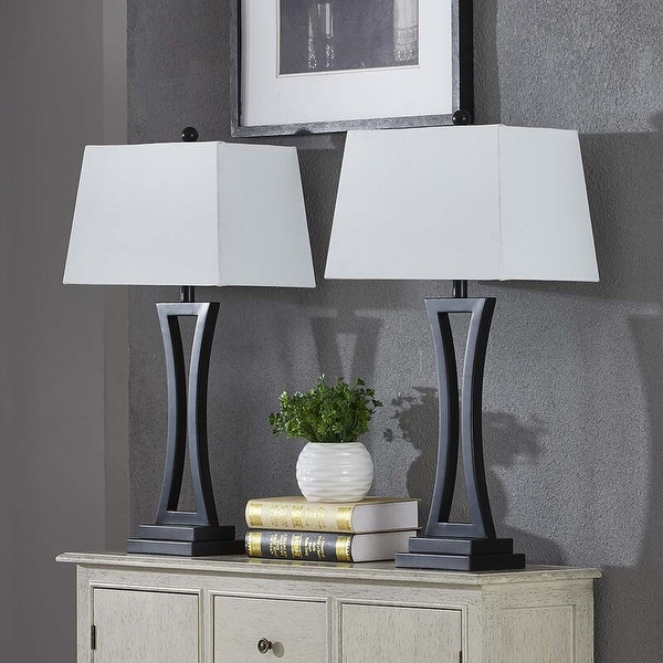 Maxax 30.75 Bedside Table Lamp Set Set of 2 Black