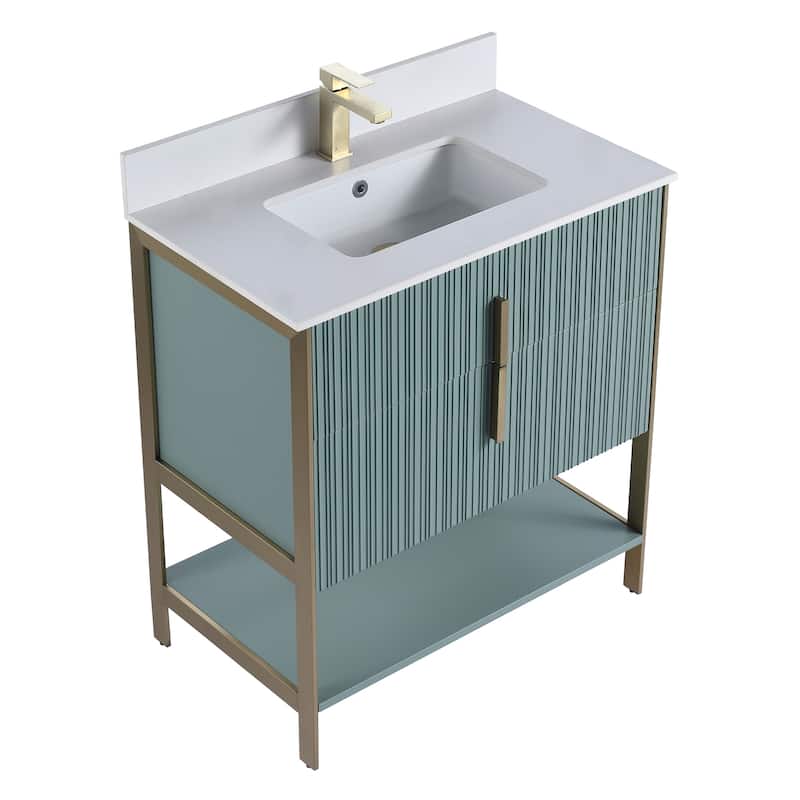 Fine Fixtures Serenity Modern Bathroom Vanity with White Stone Top