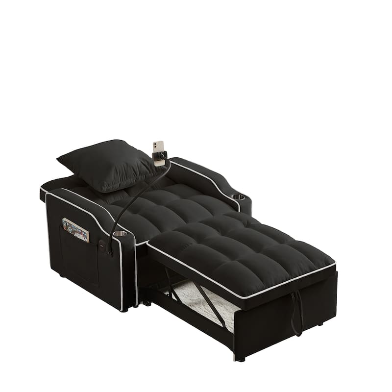 GDFStudio - Flora Modern 3-in-1 Convertible Sleeper Chair Sofa Bed, Adjustable Pull-Out Sofa with Storage