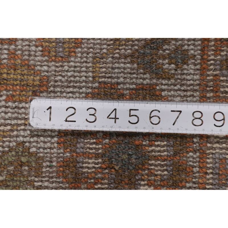 Geometric Grey Heriz Serapi Rug Hand-Knotted Traditional Wool Carpet - 8'1"x 9'11"