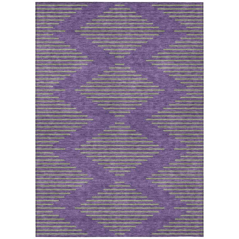 Machine Washable Indoor/ Outdoor Contemporary Geo Chantille Rug