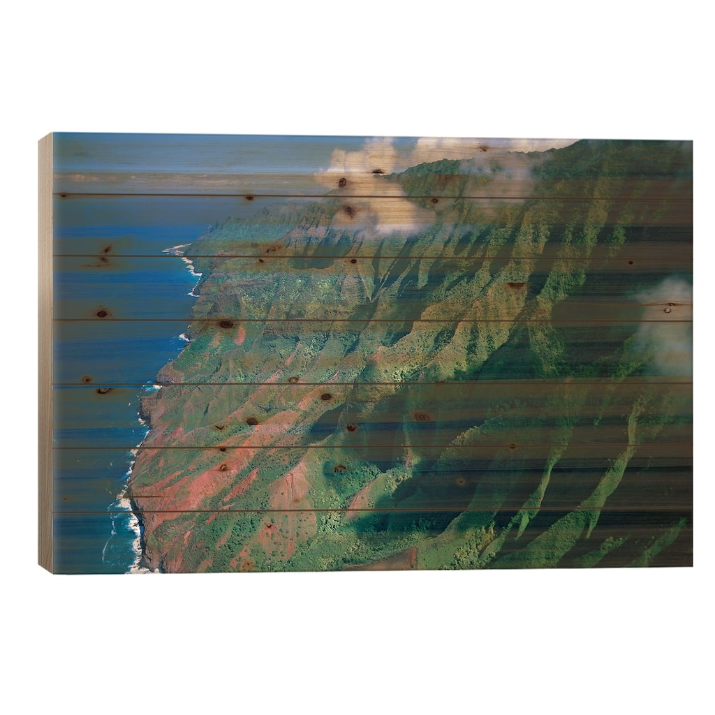 Rugged Cliffs Along Na Pali Coast State Park, Kauai, Hawaii Print On Wood by Tim Fitzharris - Multi-Color