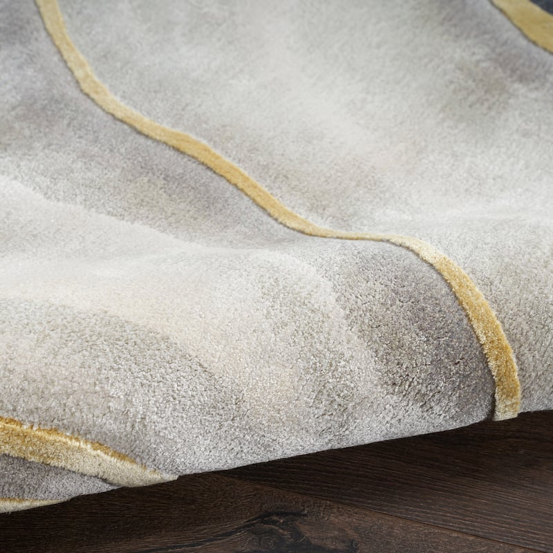 Nourison Prismatic Silver Green Modern Luxe Hand-Tufted Indoor Rug