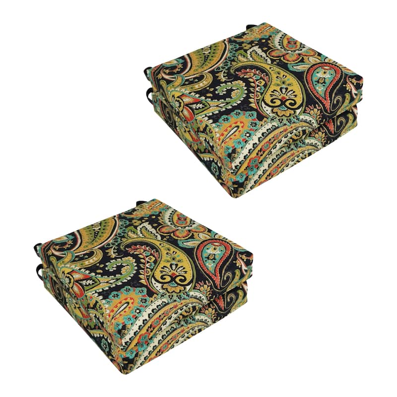 16-inch Indoor/Outdoor Chair Cushions (Set of 4) - 16 x 16 - Hadia Franco Noir
