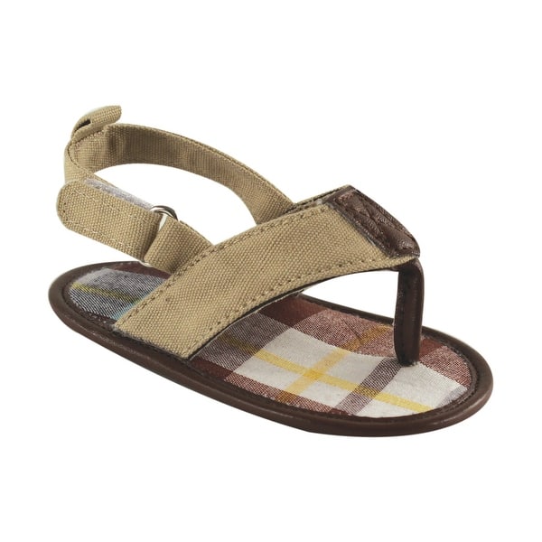 slide 1 of 1, Luvable Friends Baby Boy Sandals, Tan Plaid 0-6 Months - Tan Plaid Sandal