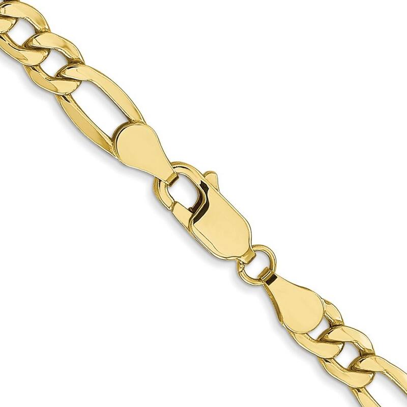 Curata 10k Semi Solid Lobster Claw Closure 5.35mm Semi solid Figaro Chain Bracelet