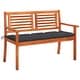 preview thumbnail 1 of 10, vidaXL 2-Seater Patio Bench with Cushion 47.2" Solid Eucalyptus Wood - 47.2" x 23.6" x 35"