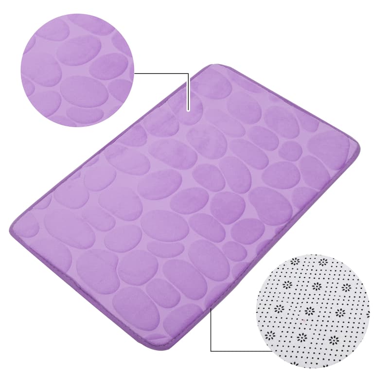 Non-Slip Bathroom Rugs, Polyester Bath Mat, Machine Washable Purple Cobblestone Pattern 23.62"x15.75"
