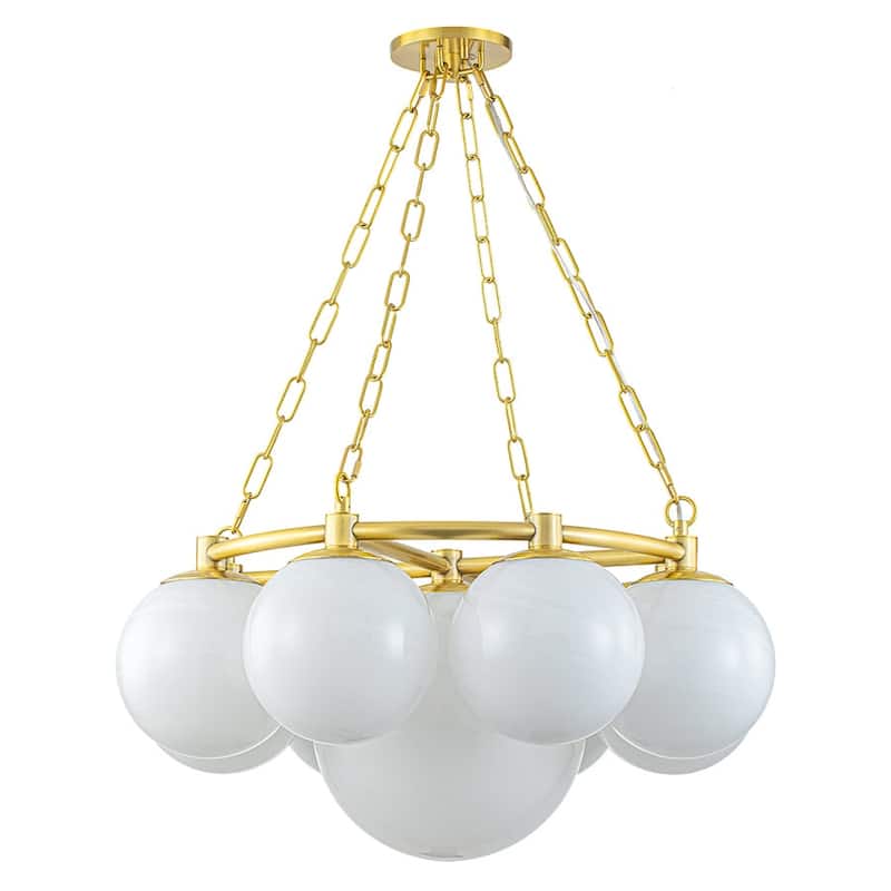 Glam 9-Light Cloud Glass Globe Bubble Round Chandelier - 28in Width