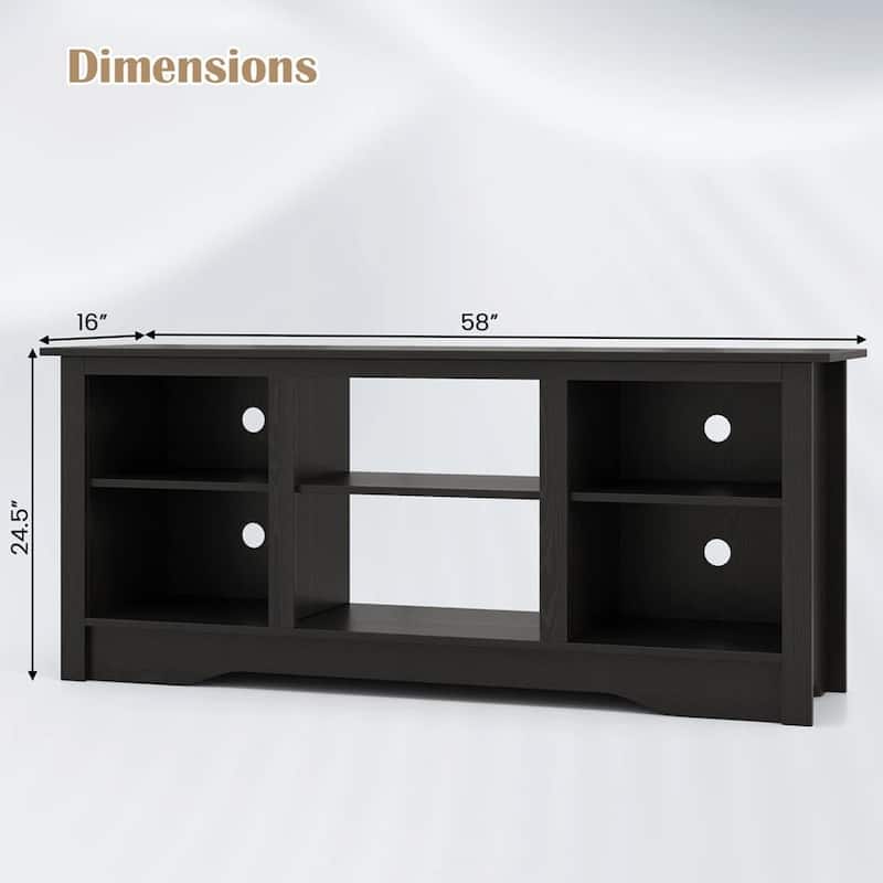 58" TV Stand W/ 3-Adjustable Shelves for 65" TV Black - 58 inches