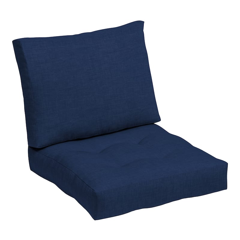 ARDEN Outdoor Plush Modern Tufted Blowfill Deep Seat Set, 24 x 24 - Sapphire Blue Leala