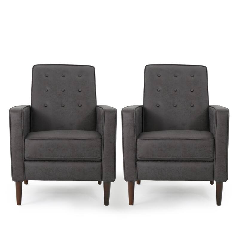 Mervynn Mid-Century Modern Microfiber Recliner (Set of 2) by Christopher Knight Home - Grey