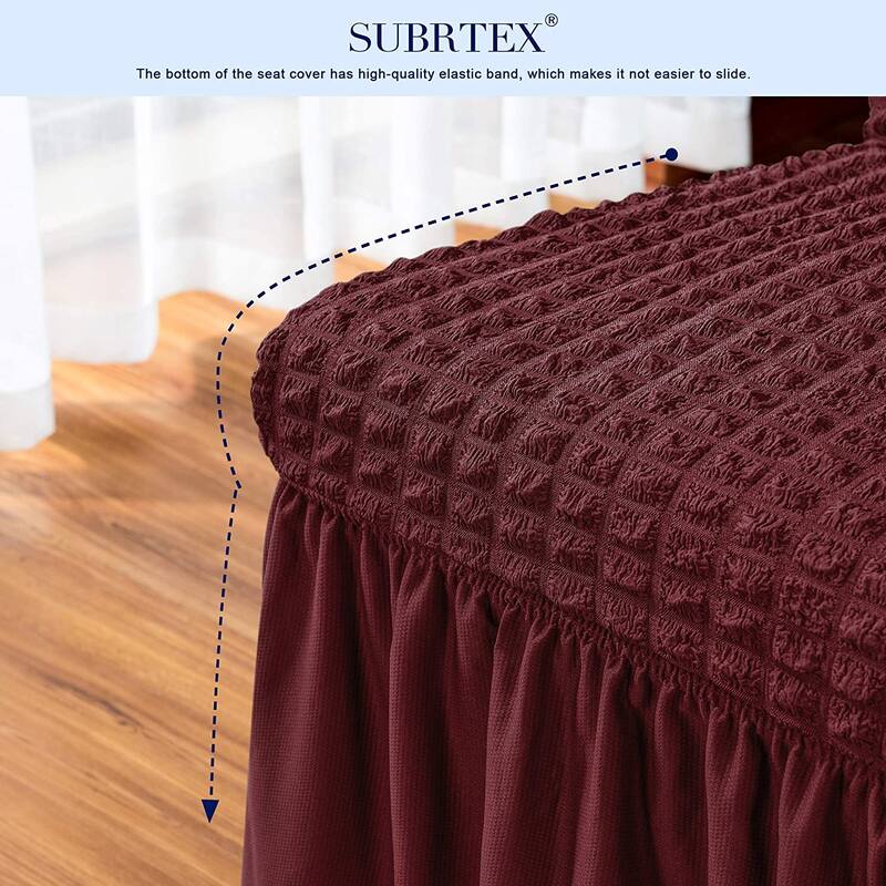 Subrtex Set-of-2 Stretch Dining Chair Cover Ruffle Skirt Slipcovers