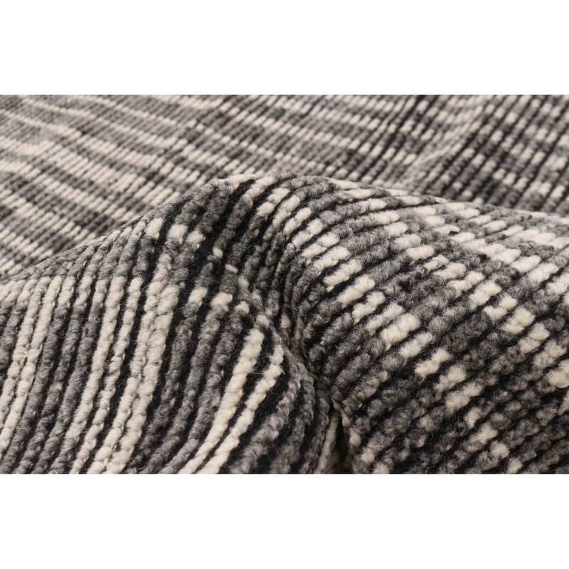 ECARPETGALLERY Hand-knotted Tangier Dark Grey Wool Rug - 5'1 x 7'11