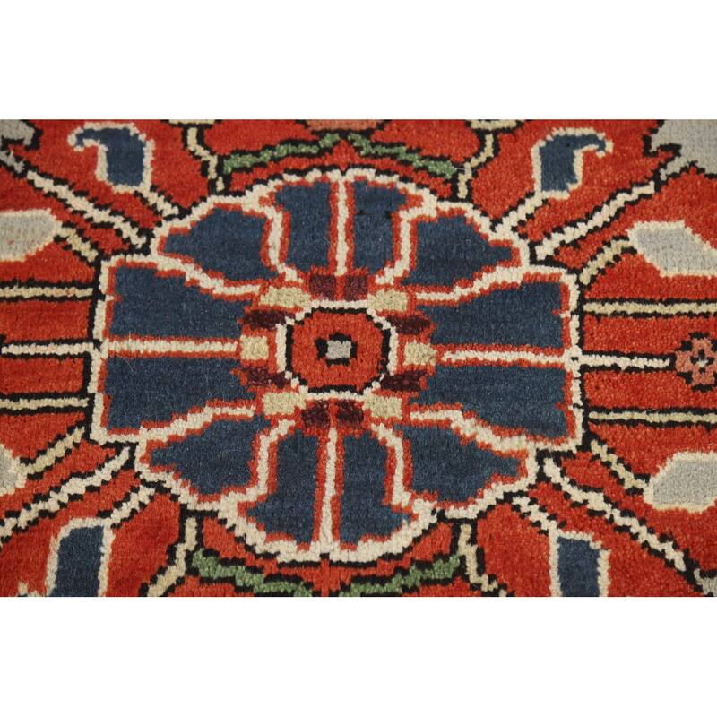 Orange Heriz Serapi Oriental Area Rug Hand-Knotted Wool Carpet - 9'0" x 11'10"