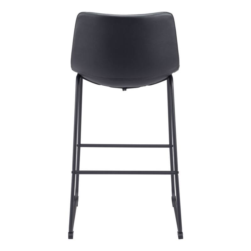 HomeRoots Set of Two 29" Black Faux Leather and Steel Counter Height Bar Chairs