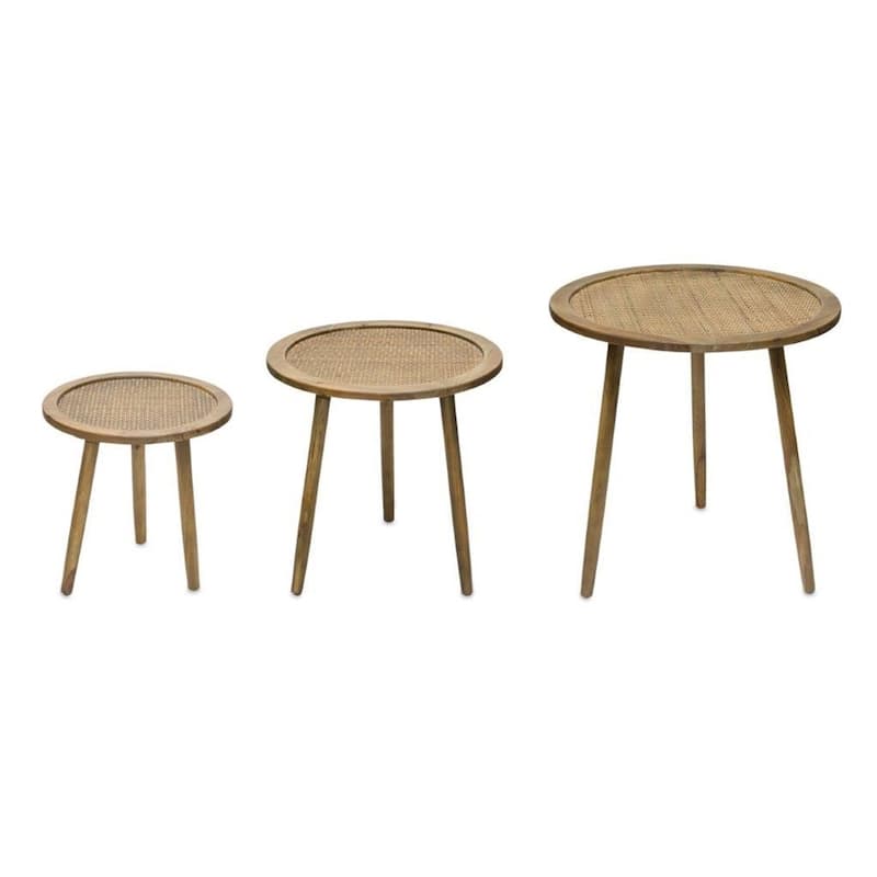 HomeRoots Set of Three 24" Brown Round End Tables - 23.25' X '24' X '23.25