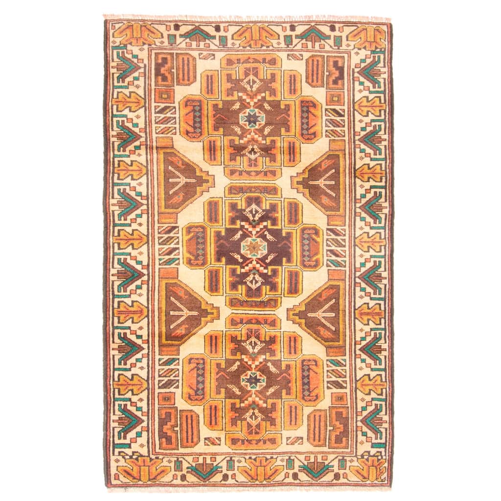 ECARPETGALLERY Hand-knotted Teimani Beige Wool Rug - 2'8 x 4'4