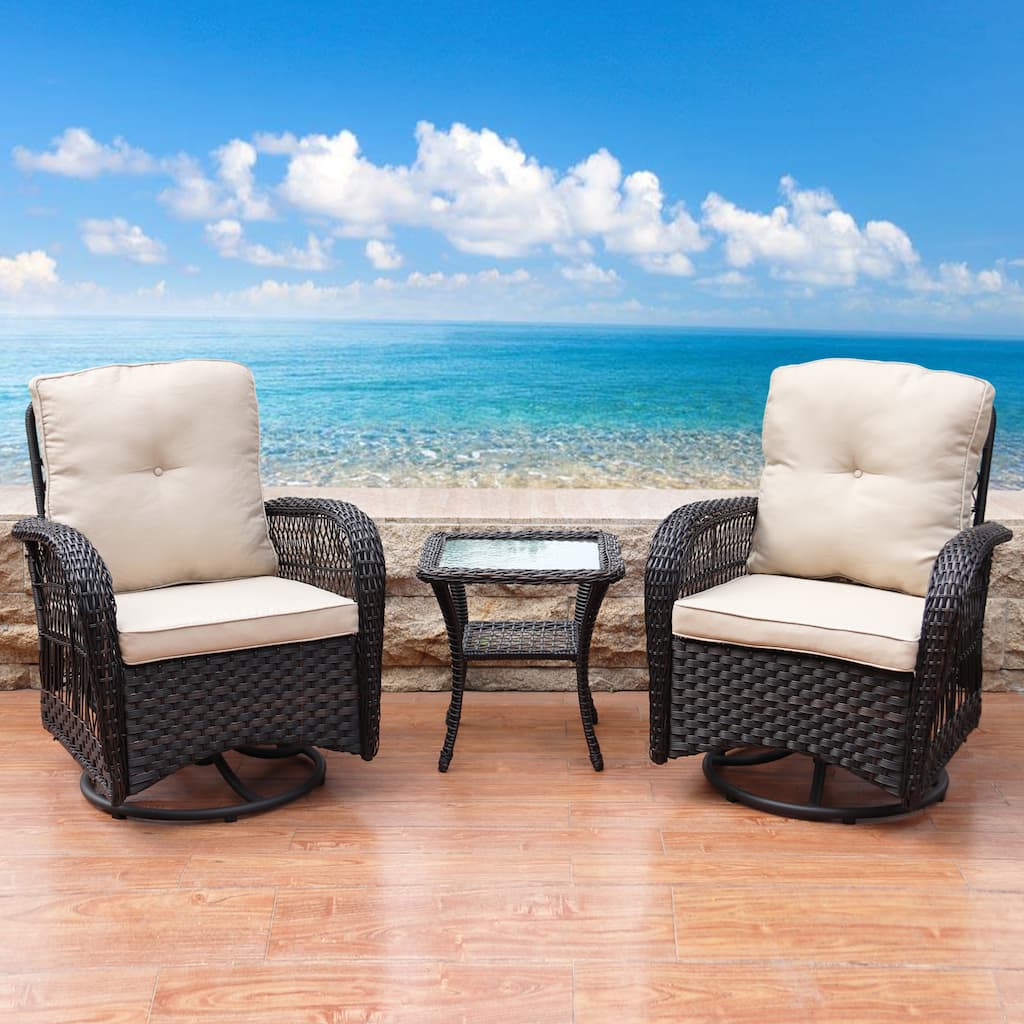 Scammon Bay 3-piece Wicker Swivel Conversation Set by Havenside Home