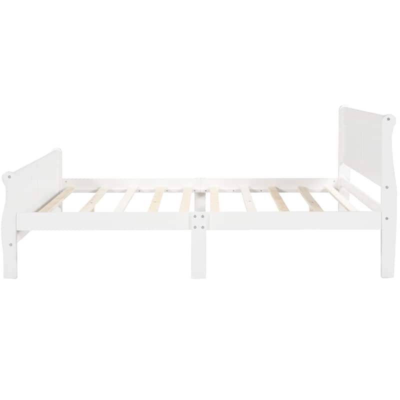 Queen Bed Frame with Solid Wood Construction, Headboard, and No Box Spring Needed