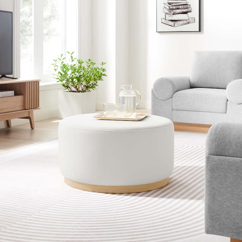 Tilden 16"/23"/29"/38" Performance Velvet Upholstered Ottoman - 30"W x 30"L x 16"H - Alabaster Natural