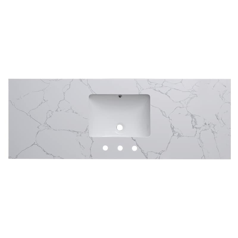 Enchantlace 61 Inch Engineered Marble Vanity Top with Sink