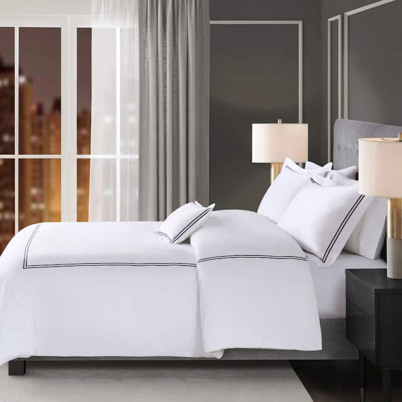 Madison Park Signature 500 Thread Count Luxury Collection 100% Cotton Sateen Embroidered Comforter Set